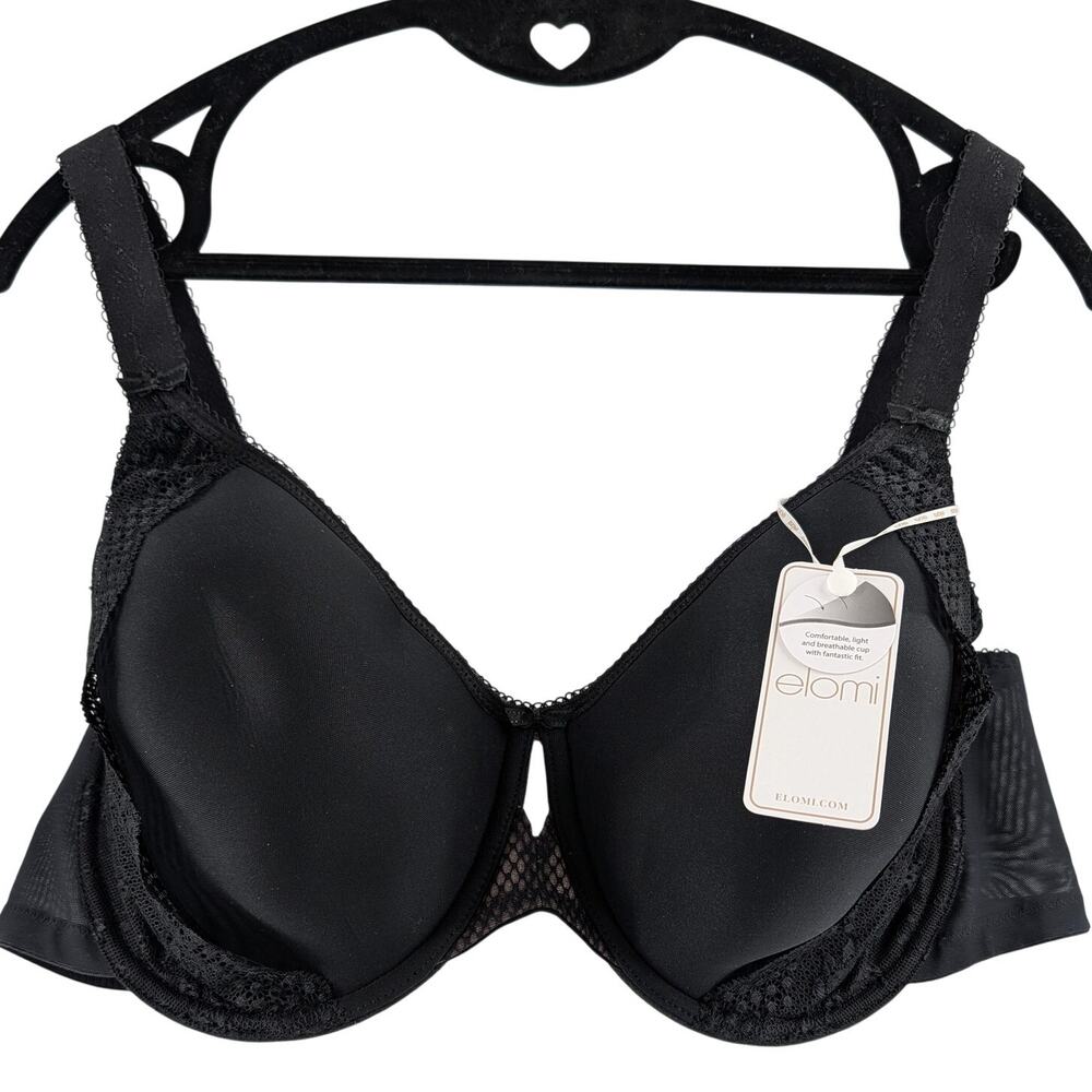 Elomi Black Underwire Bra Lace Charley Spacer Moulded 44DD